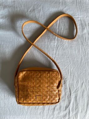 Able Valerie Woven Crossbody Bag - Cognac